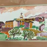 Framed landscape painting