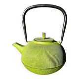Green cast iron teapot