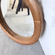 Woven wicker round mirror 1960