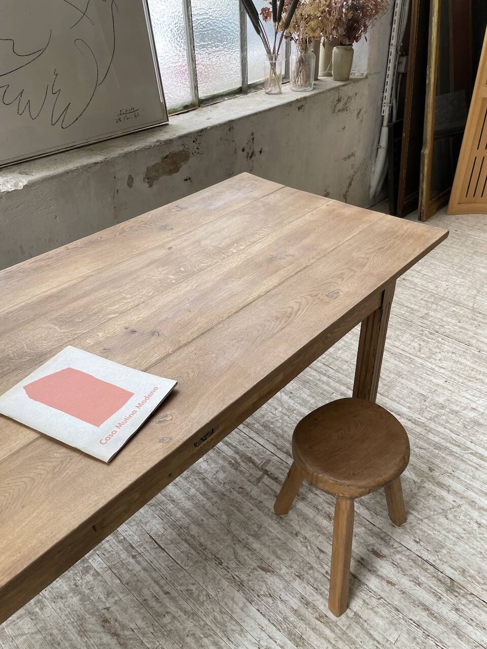 1950s oak butcher's farm table