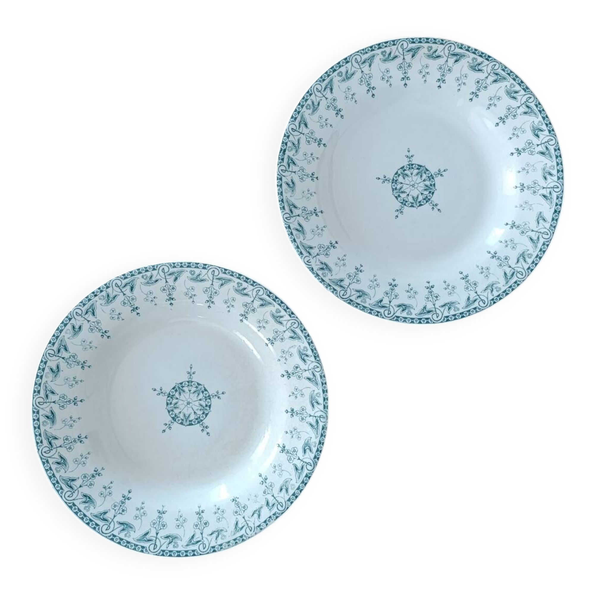 2 Gien ironstone soup plates, Sagittaire model