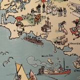 Old illustrated map of Brittany - JP Pinchon