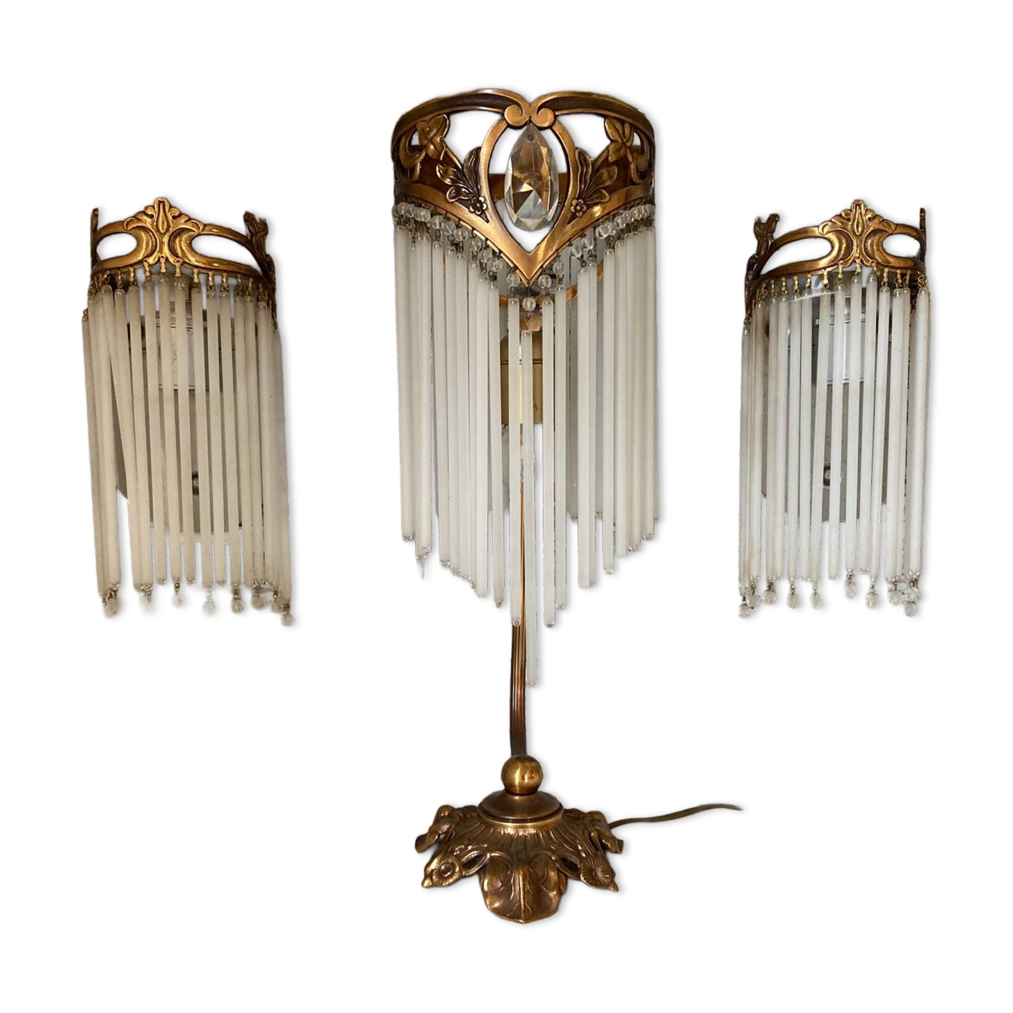 Guimard-style sign neck lamp with two wall lights