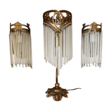 Guimard-style sign neck lamp with two wall lights