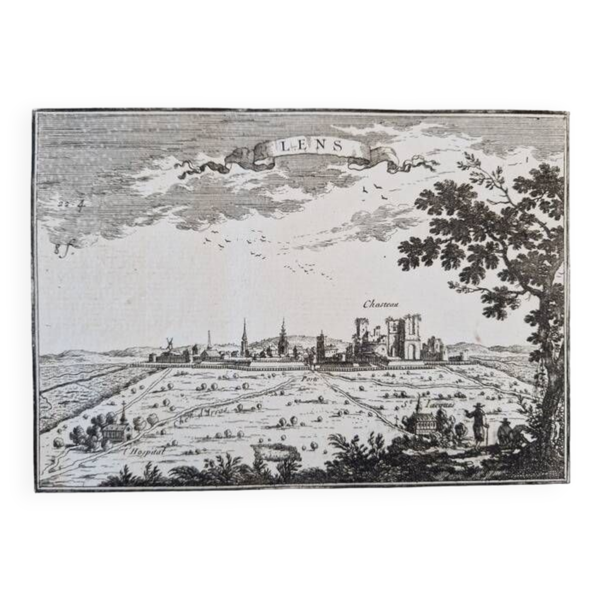 17th century copper engraving "Lens" By Sébastien de Pontault de Beaulieu (1612-1674)