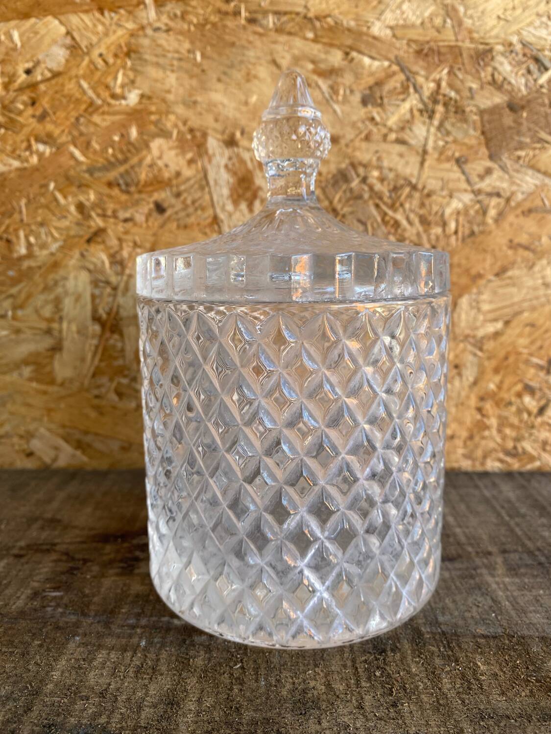 Vintage Molded Glass Bonbonnière Sugar Bowl #D903