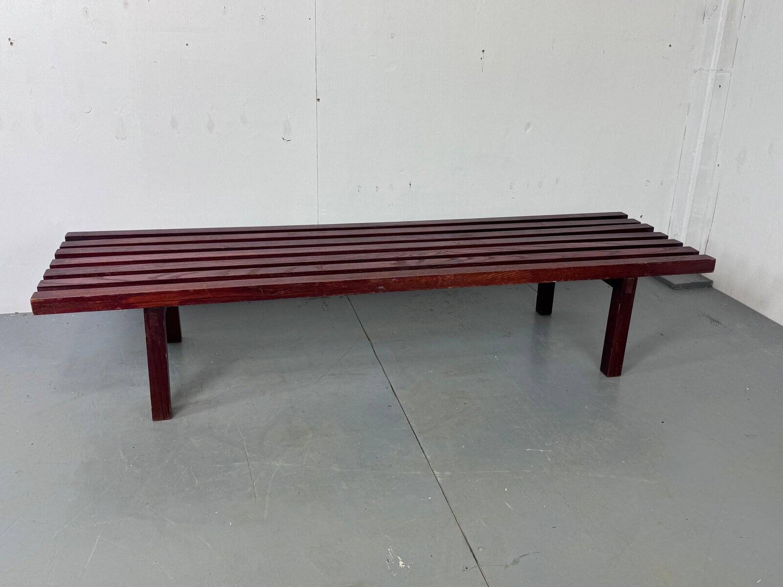 Mid-century modernist wooden wenge slat bench coffee table by Gijs Bakker for Castelijn, 1970s