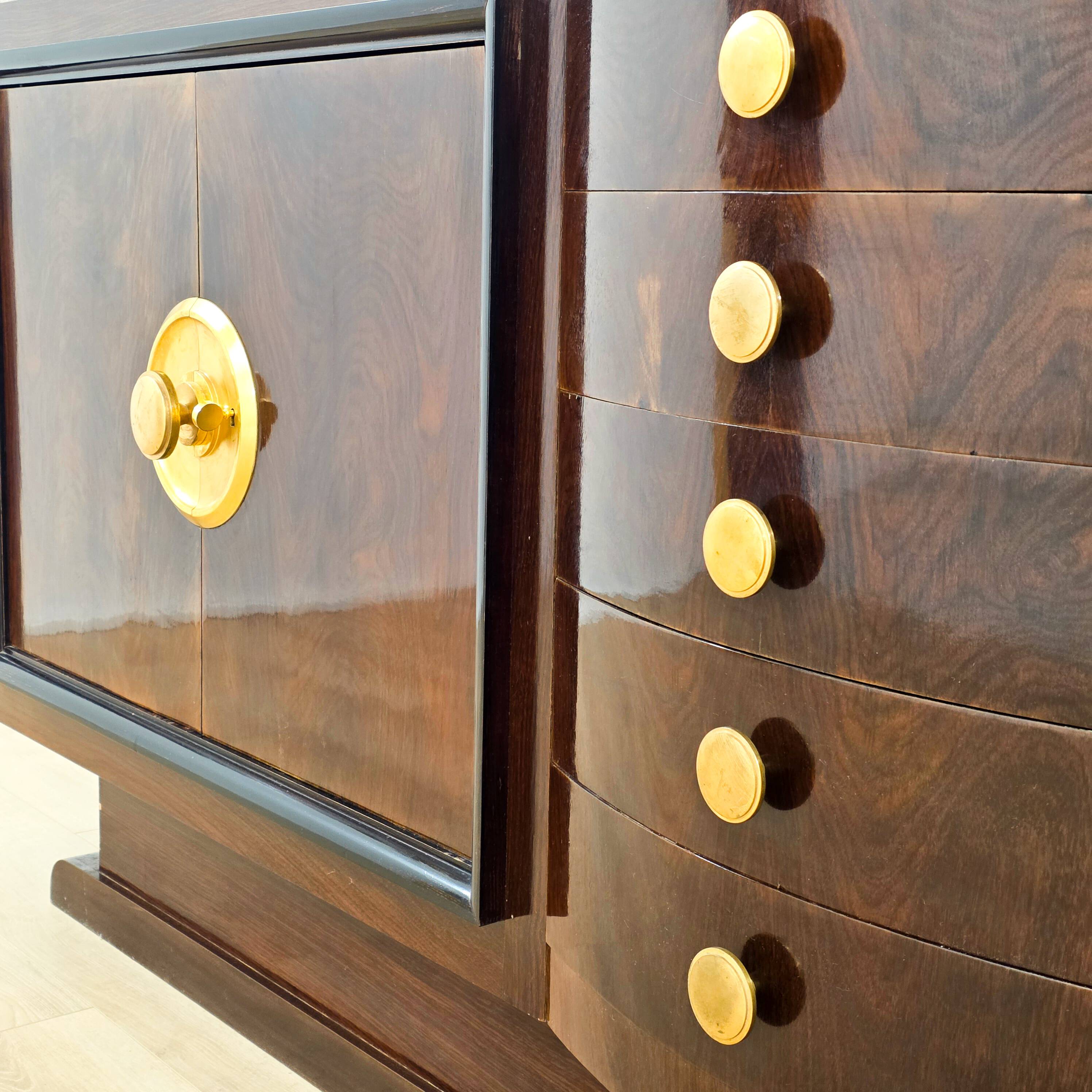 Art Deco sideboard in solid wood and marble
