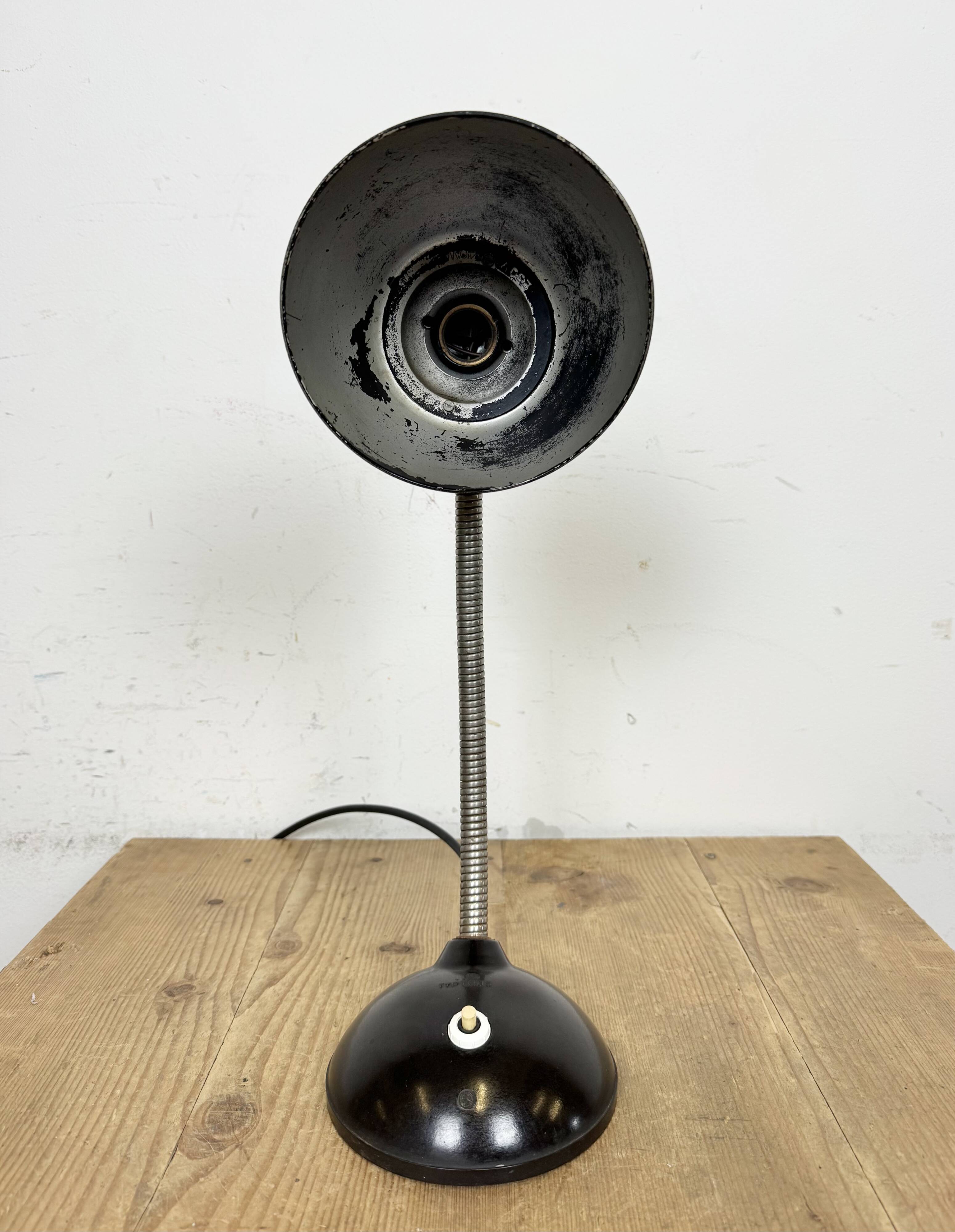 Vintage Brown Bakelite Gooseneck Table Lamp, 1960s