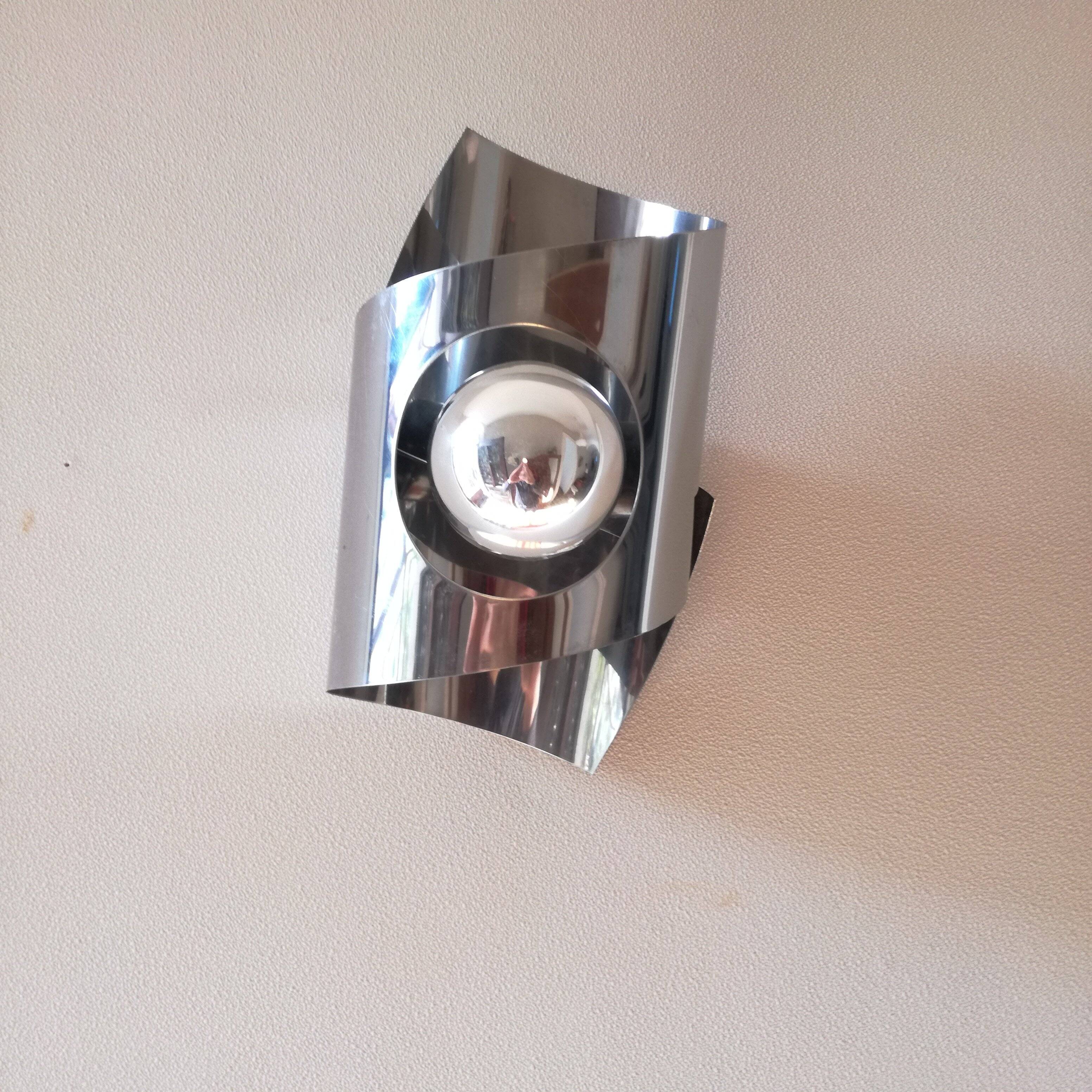 Space Age polished stainless steel wall light from the 1970s