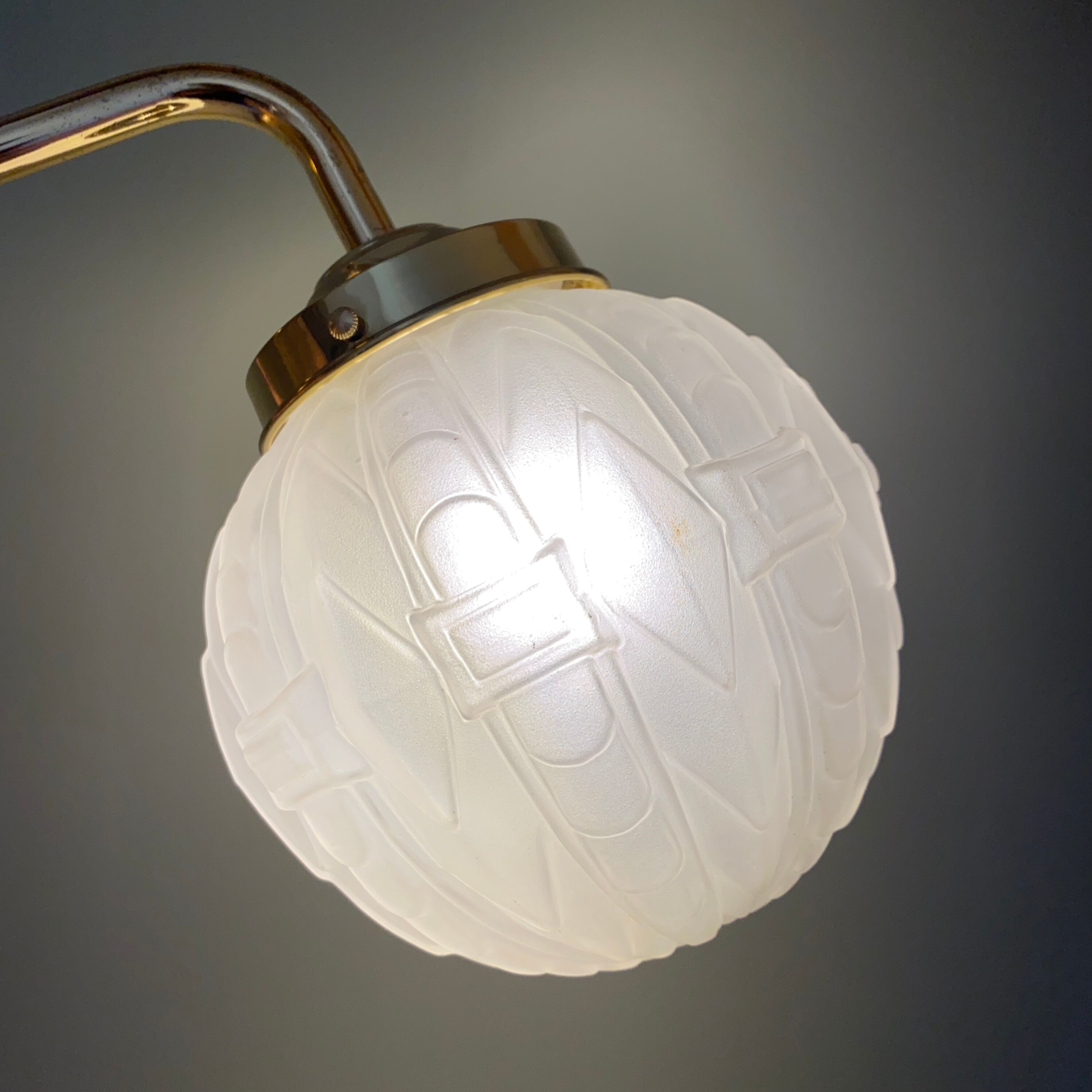 Vintage art deco glass globe elbow lamp