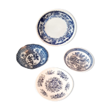 Set of 4 blue and white porcelain plates