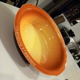 Plat breton en céramique marron et jaune
