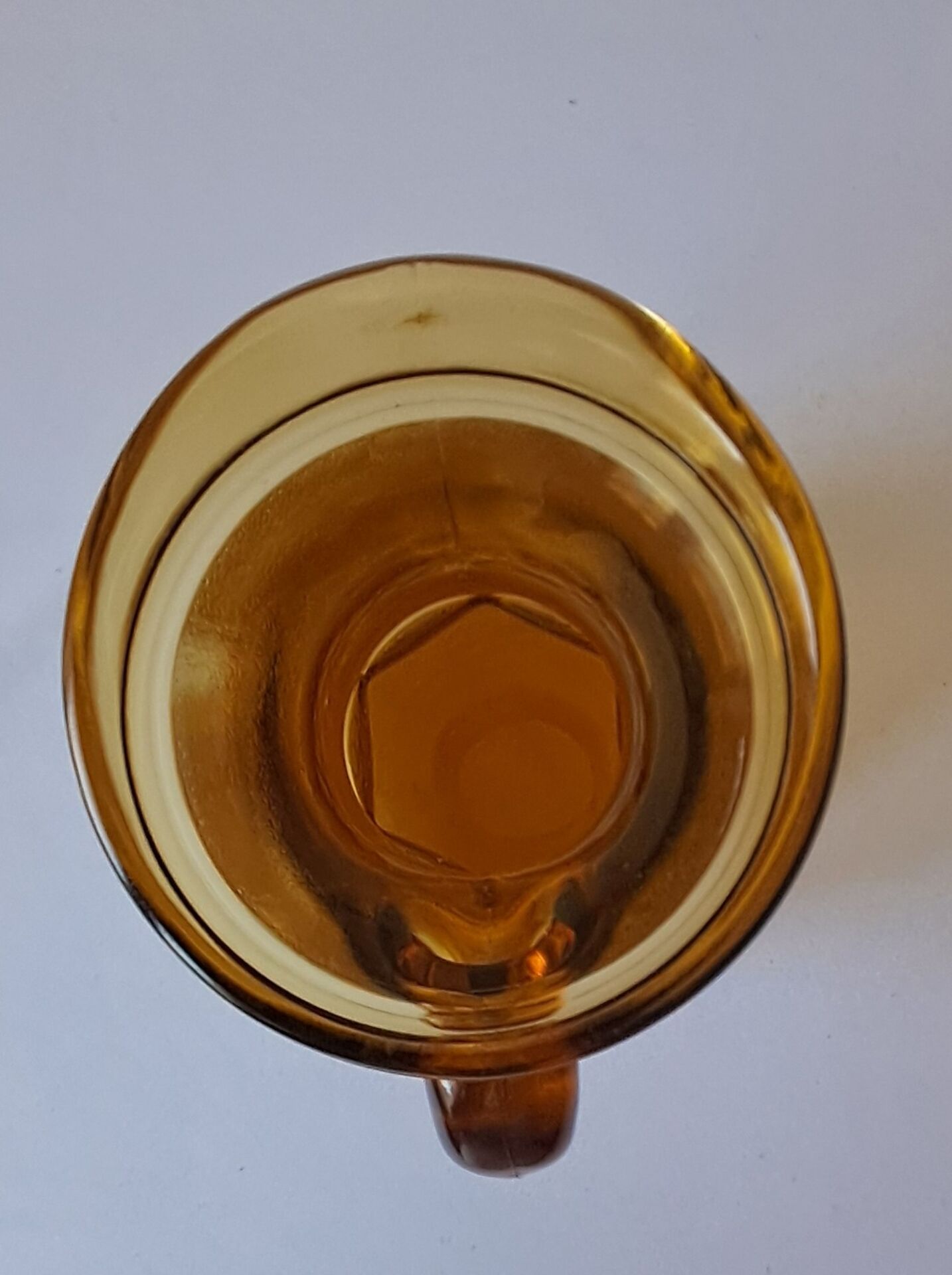 Amber glass carafe, brutalist style, Italy, 1970s.