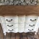 Louis XV style chest of drawers in cherry 3 drawers patinated linen color