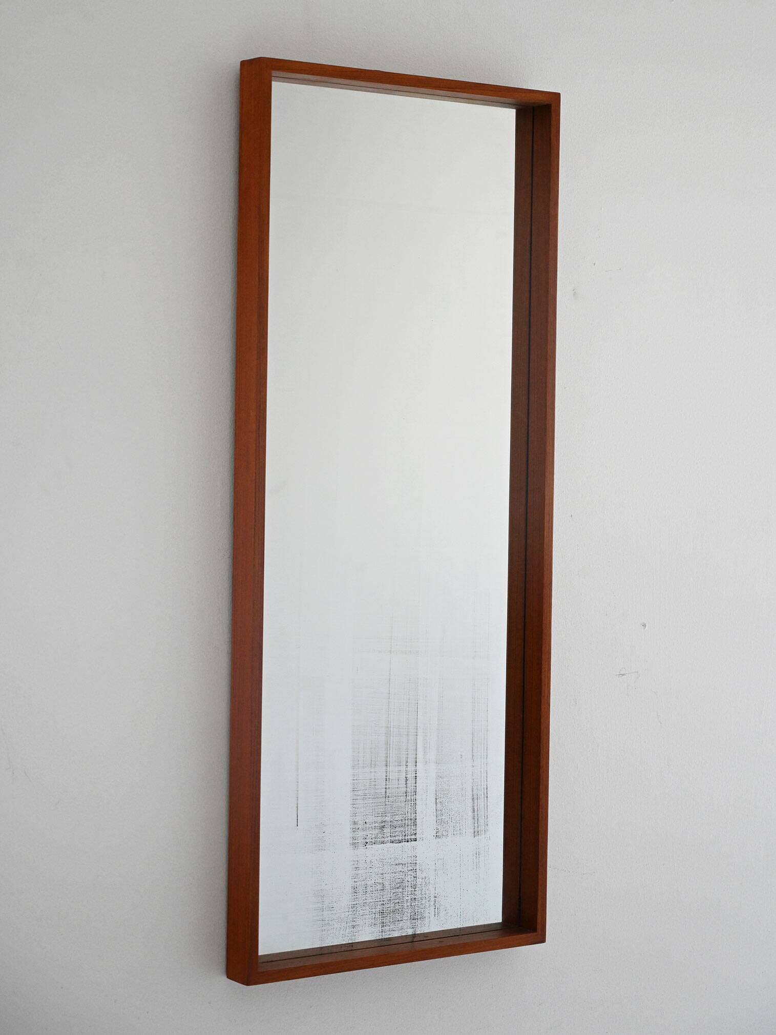 1970s Scandinavian Minimalist Wall Mirror in Teak