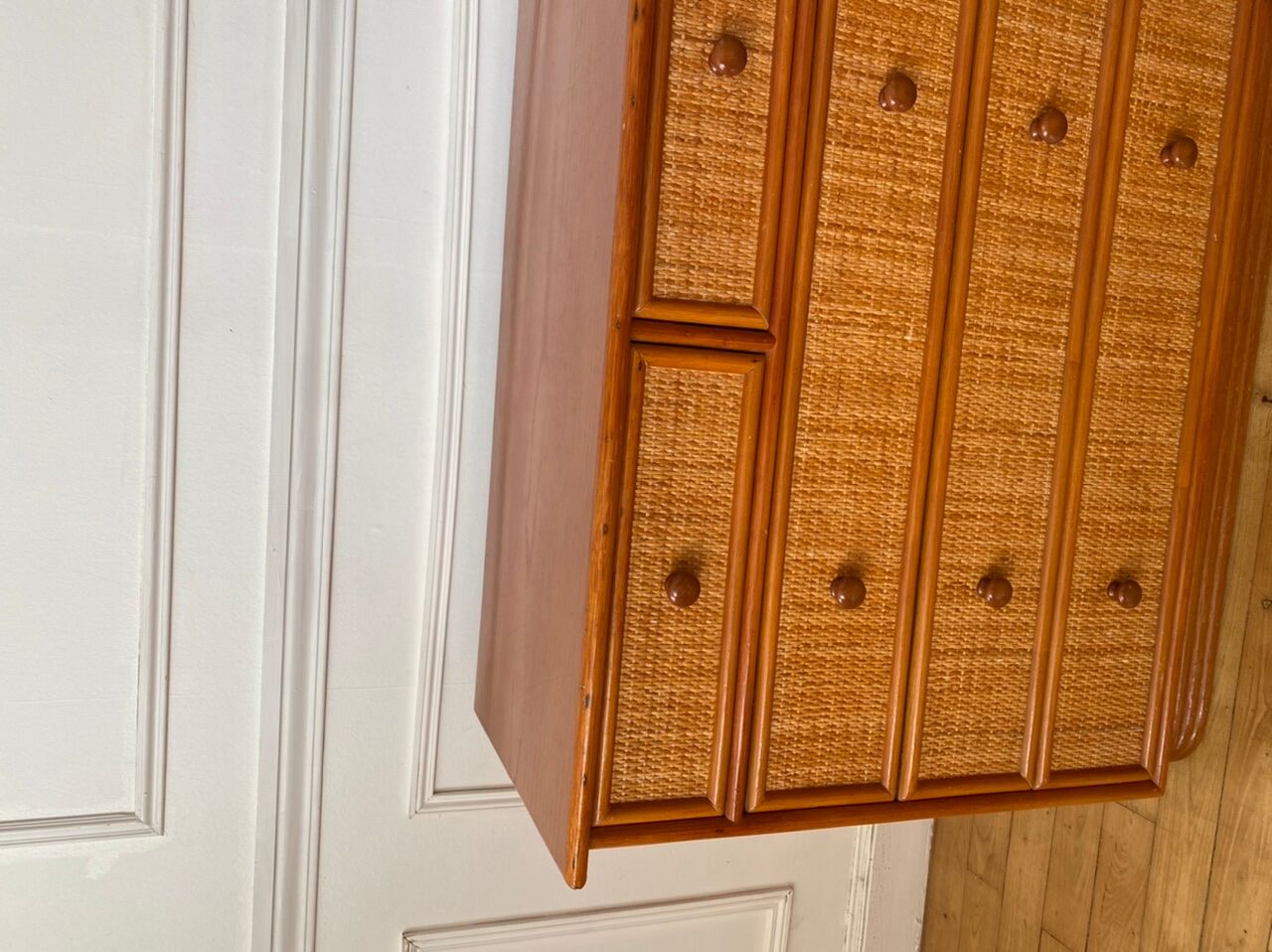 Chest of drawers in rattan and bamboo
