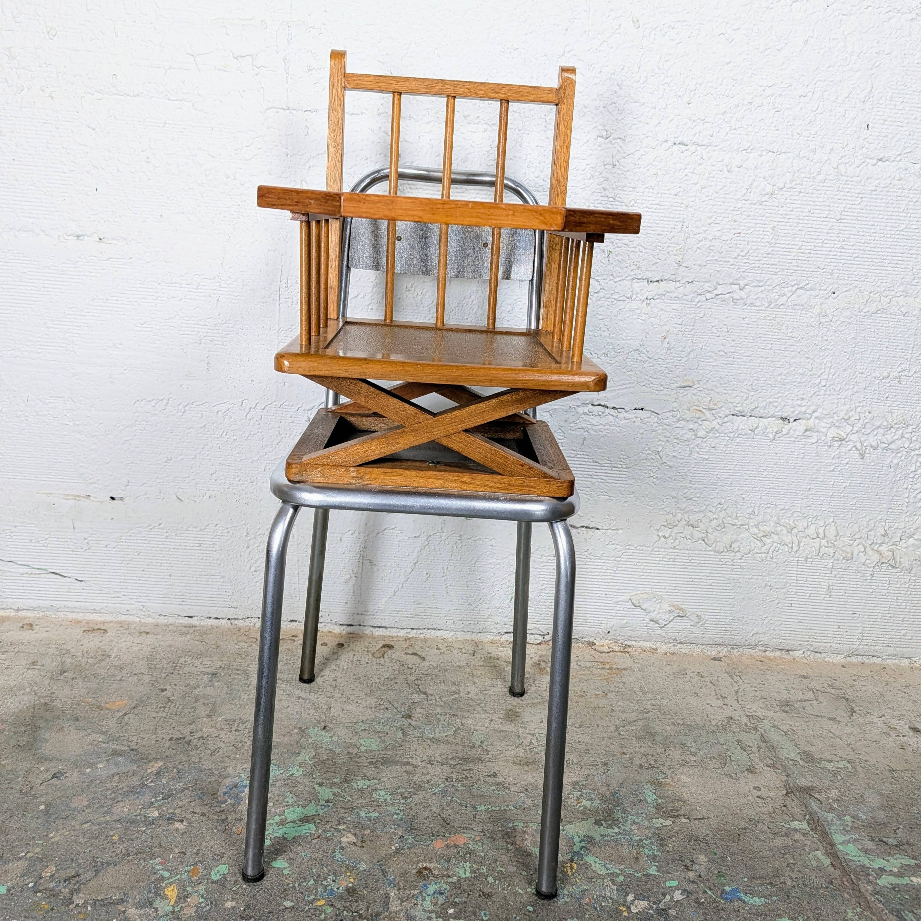 Chaise haute métal et bois
