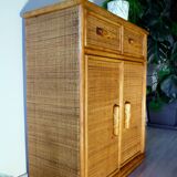 70's rattan storage unit