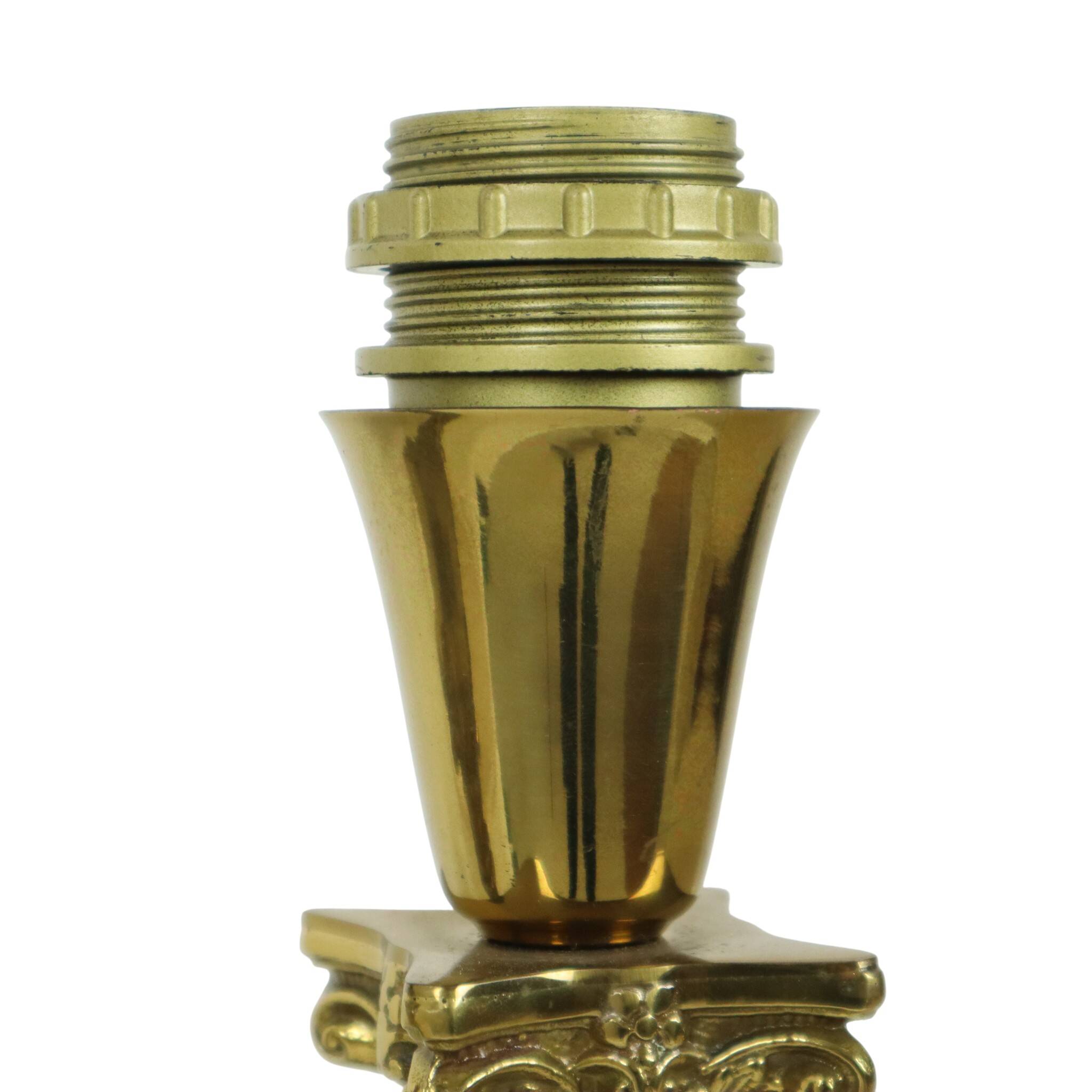 Pair of Hollywood Regency Lamps Brass Pillar Column 75cm