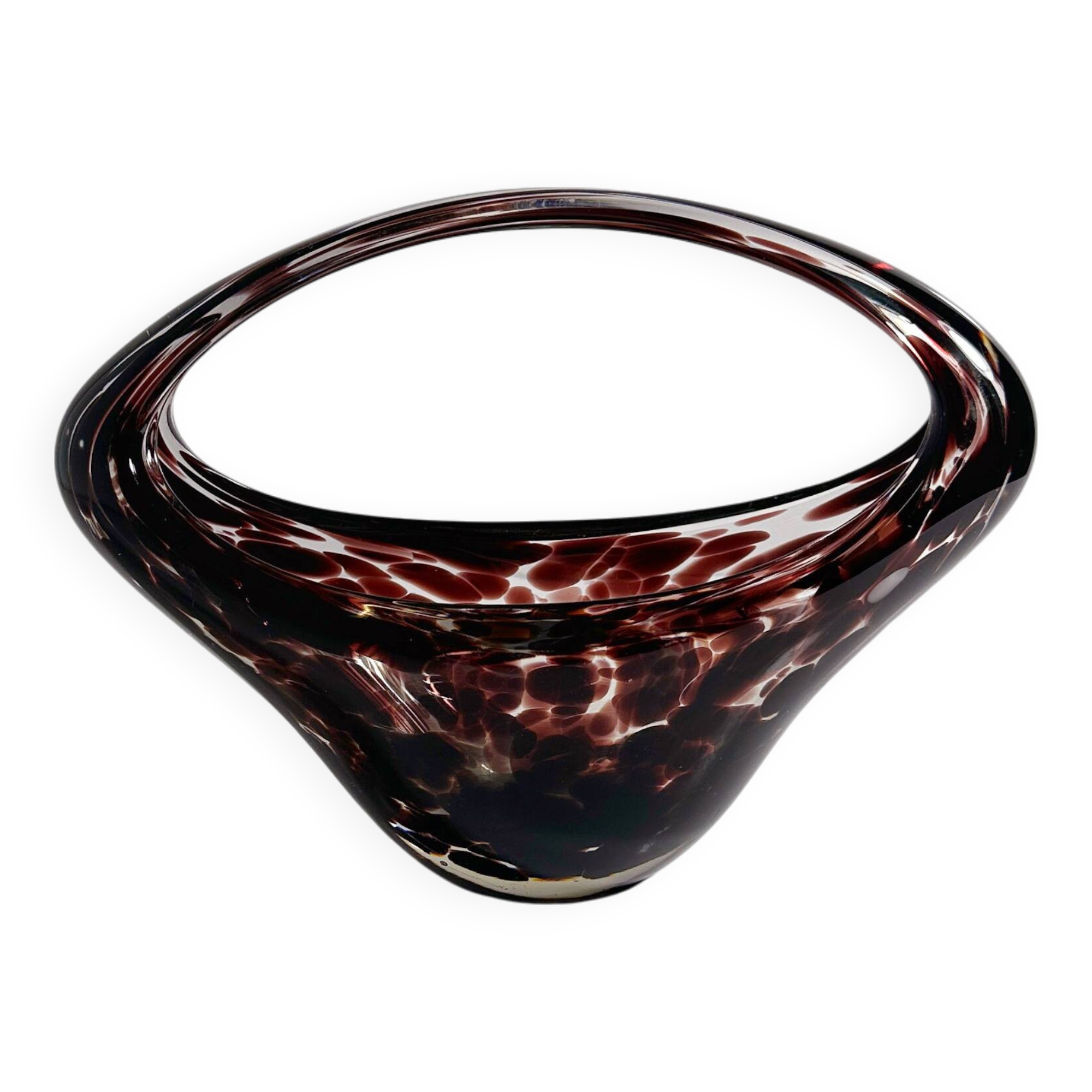 Murano Tortoise Glass Handle Bowl - 1970s
