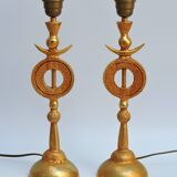 Pair of Gilded Bronze Lamp by Pierre Casenove for Fondica, France