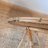 Vintage round bamboo and rattan table