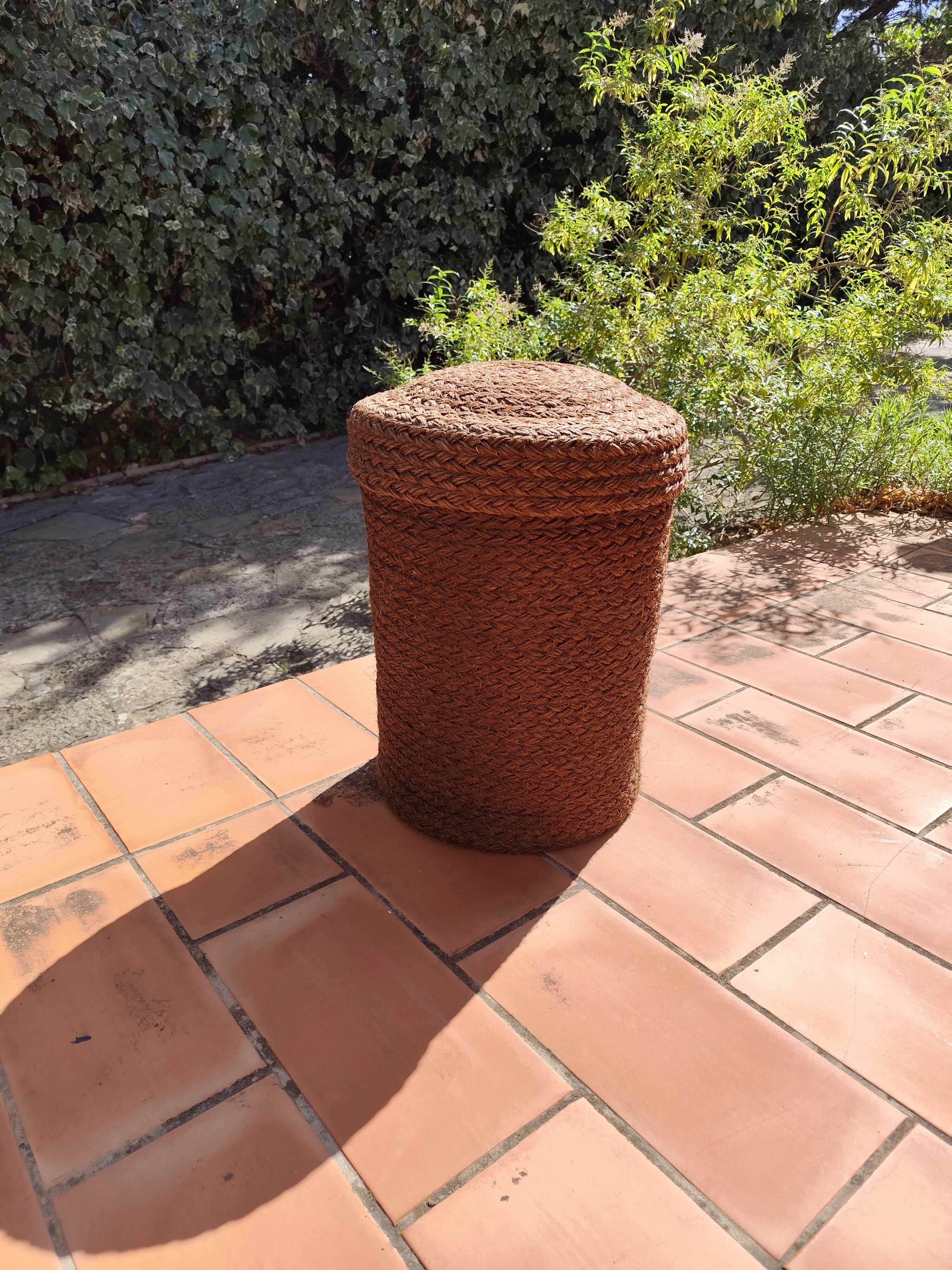 Vintage rope cylindrical basket