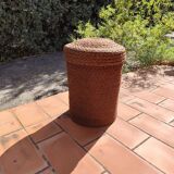 Vintage rope cylindrical basket