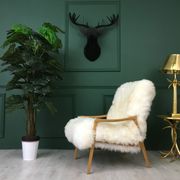 Vintage Design Art Deco White Sheepskin Fluffy Fury Chair Armchair