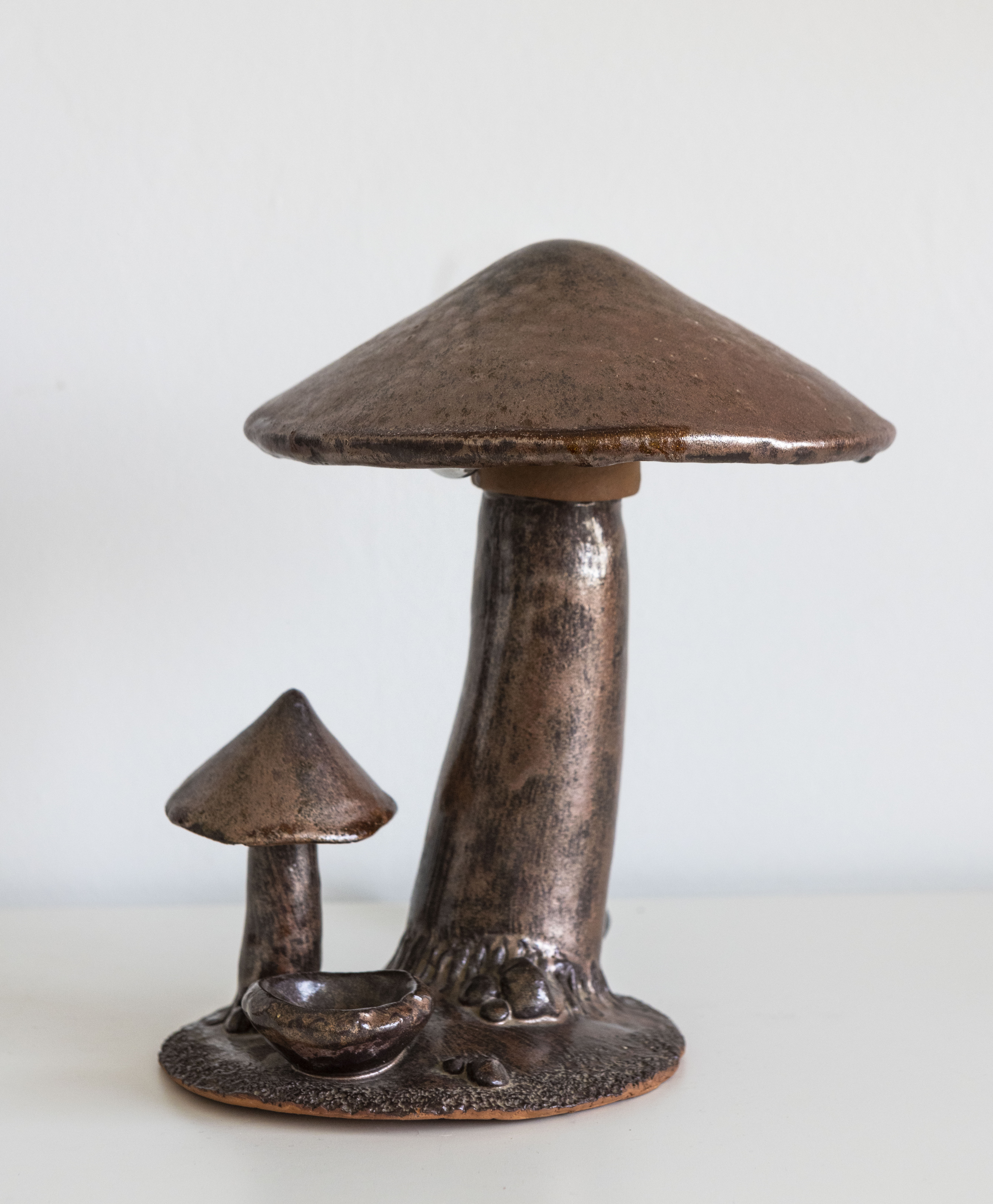 Lampe céramique champignons années 70