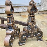 Vintage solid brass and steel chenets