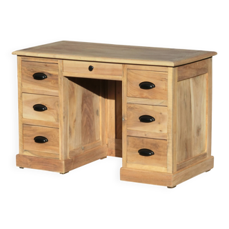 Magnificent old professional desk counter made of solid light walnut.