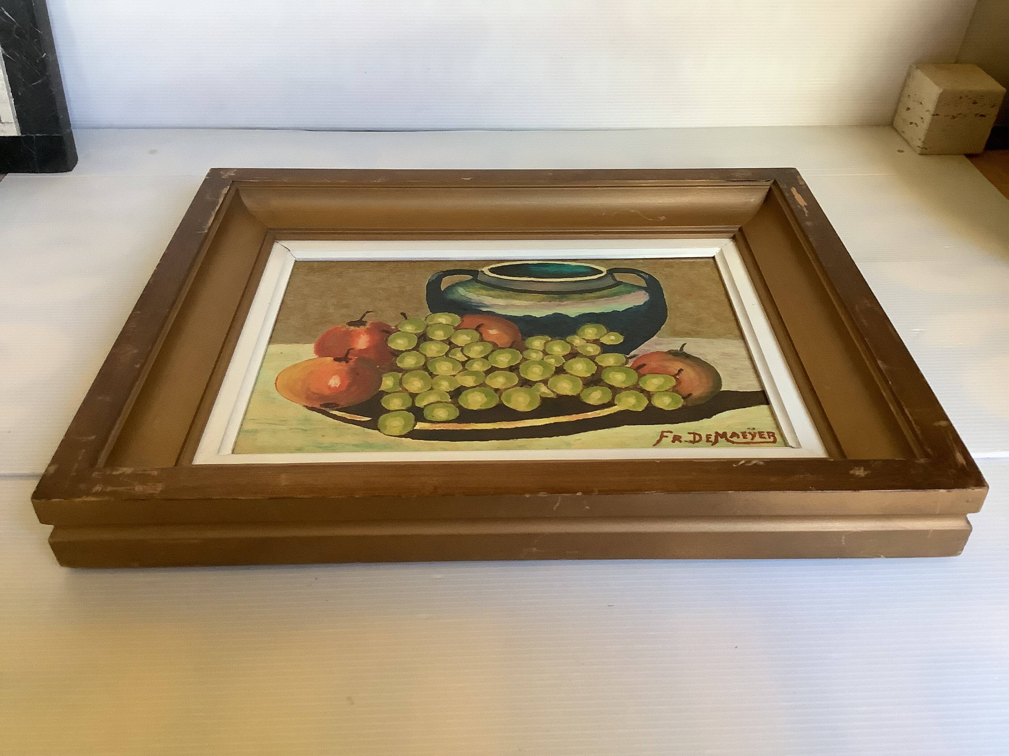Still life painting oil on panel signed