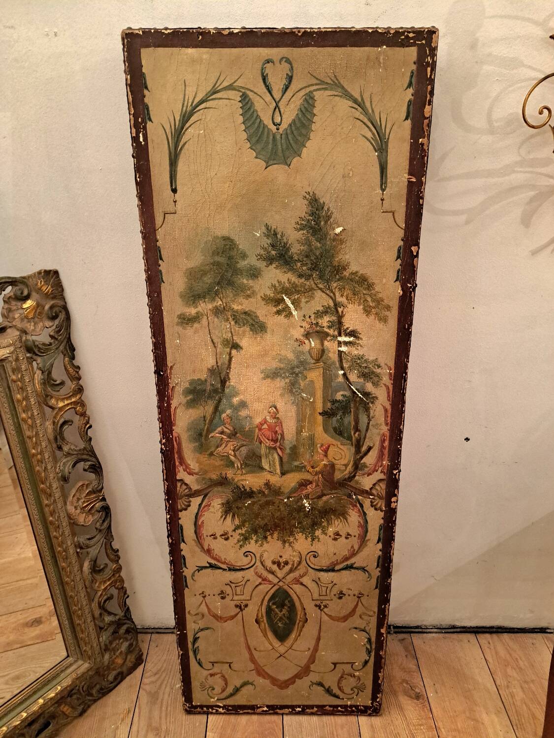 Louis XVI period screen, oil on canvas
