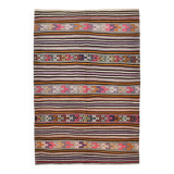 5x8 Multicolor Kilim Rug, Striped Rug, Antique Kilim 60s 160x232Cm