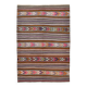 Tapis Kilim multicolore 5x8, tapis rayé, Kilim antique années 60 160x232 cm
