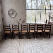 Straw chairs oak 1940s Dudouyt