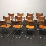 Set of 12 tubular steel chairs Mart Stam