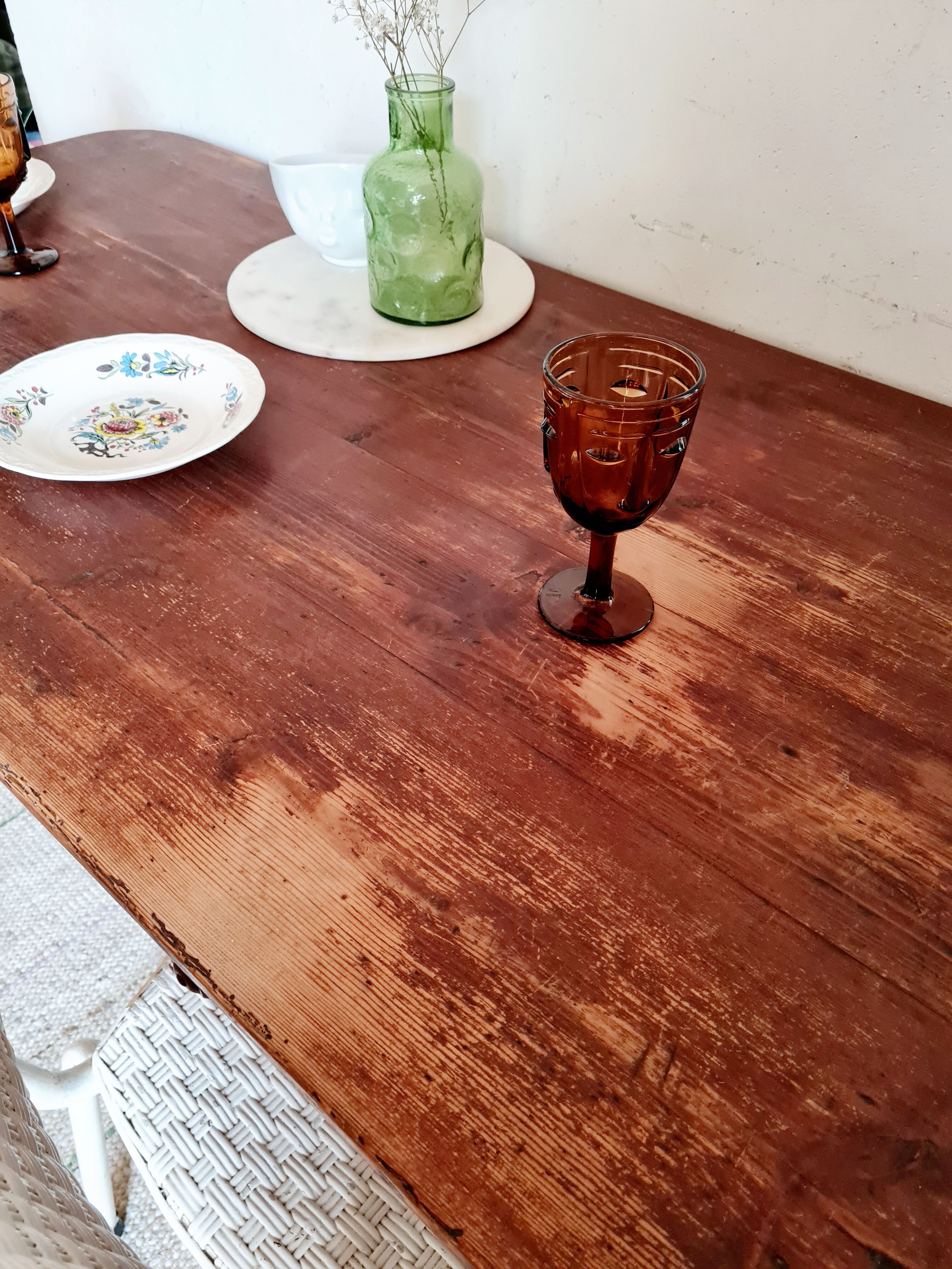 Old farm table 2 drawers