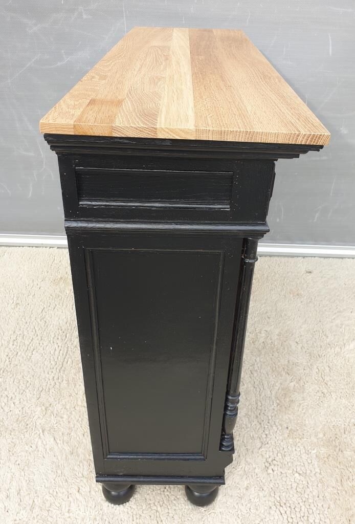 Neoclassical black wood bookcase with columns