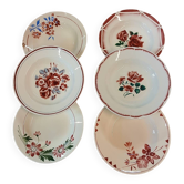 6 mismatched antique soup plates