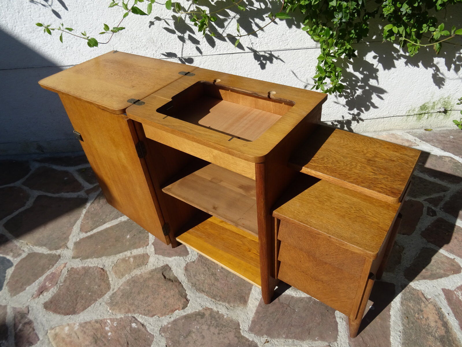 Asymmetrical oak dresser buffet