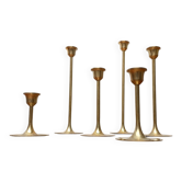 Bougeoirs en laiton fins des années 1960, ensemble de 6