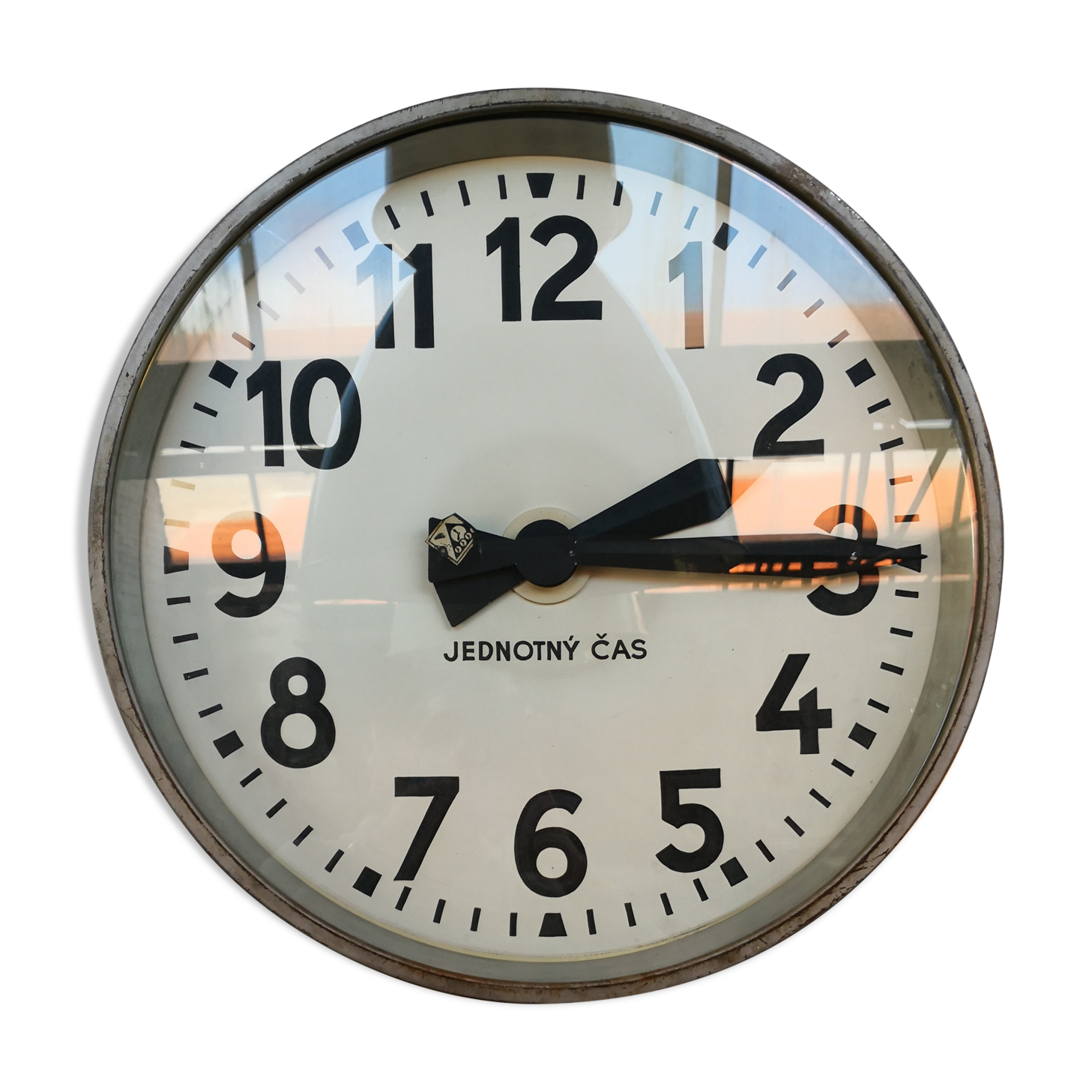 Czech station clock, pragueron, industrial style, 1960s