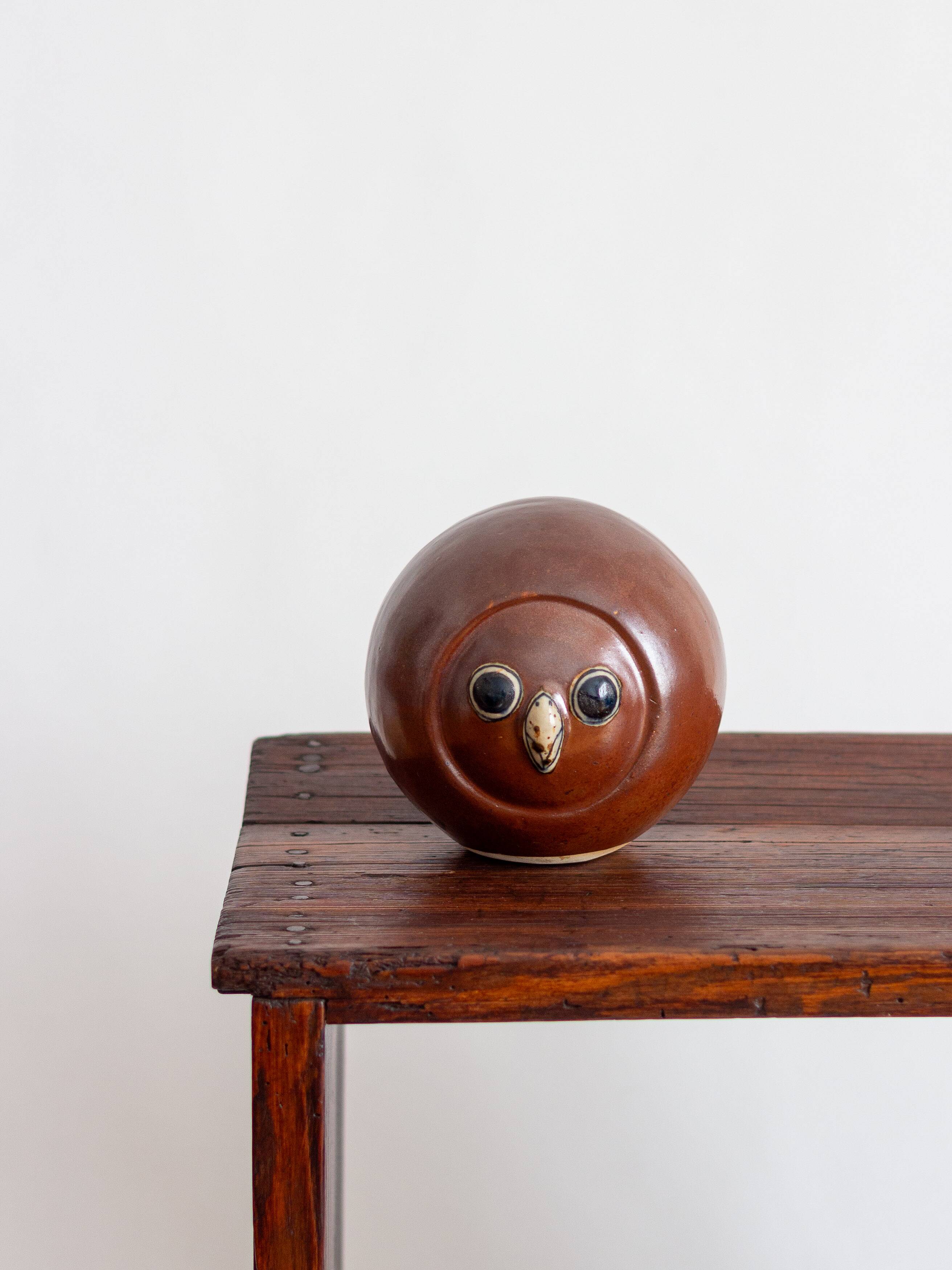 Glazed stoneware owl head, 1950s-60s