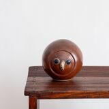 Glazed stoneware owl head, 1950s-60s