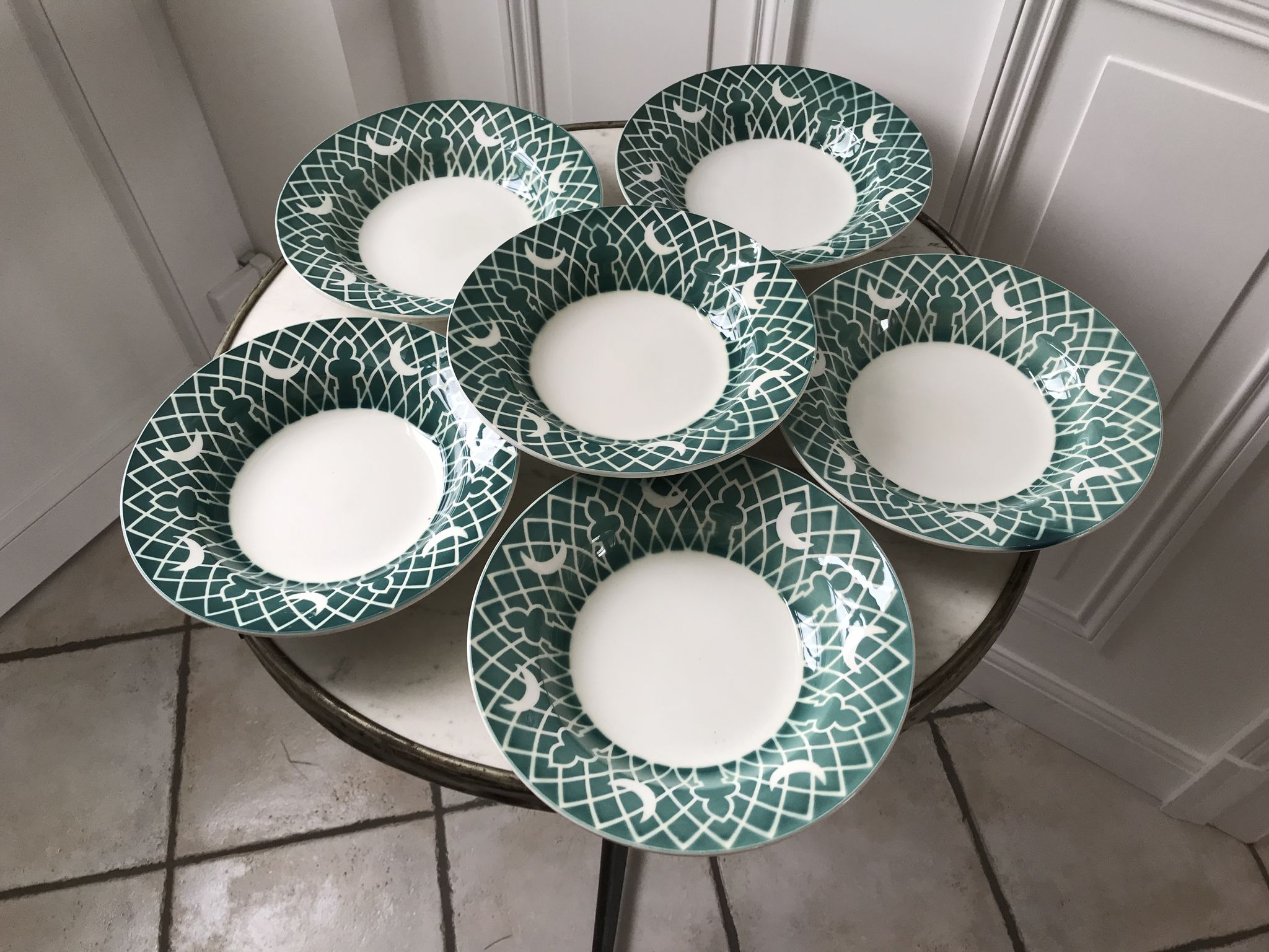 Lot of 6 hollow plates digoin sarreguemines model "leïla" years 30-40
