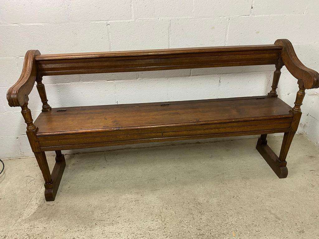 Antique wooden bench with pinned construction