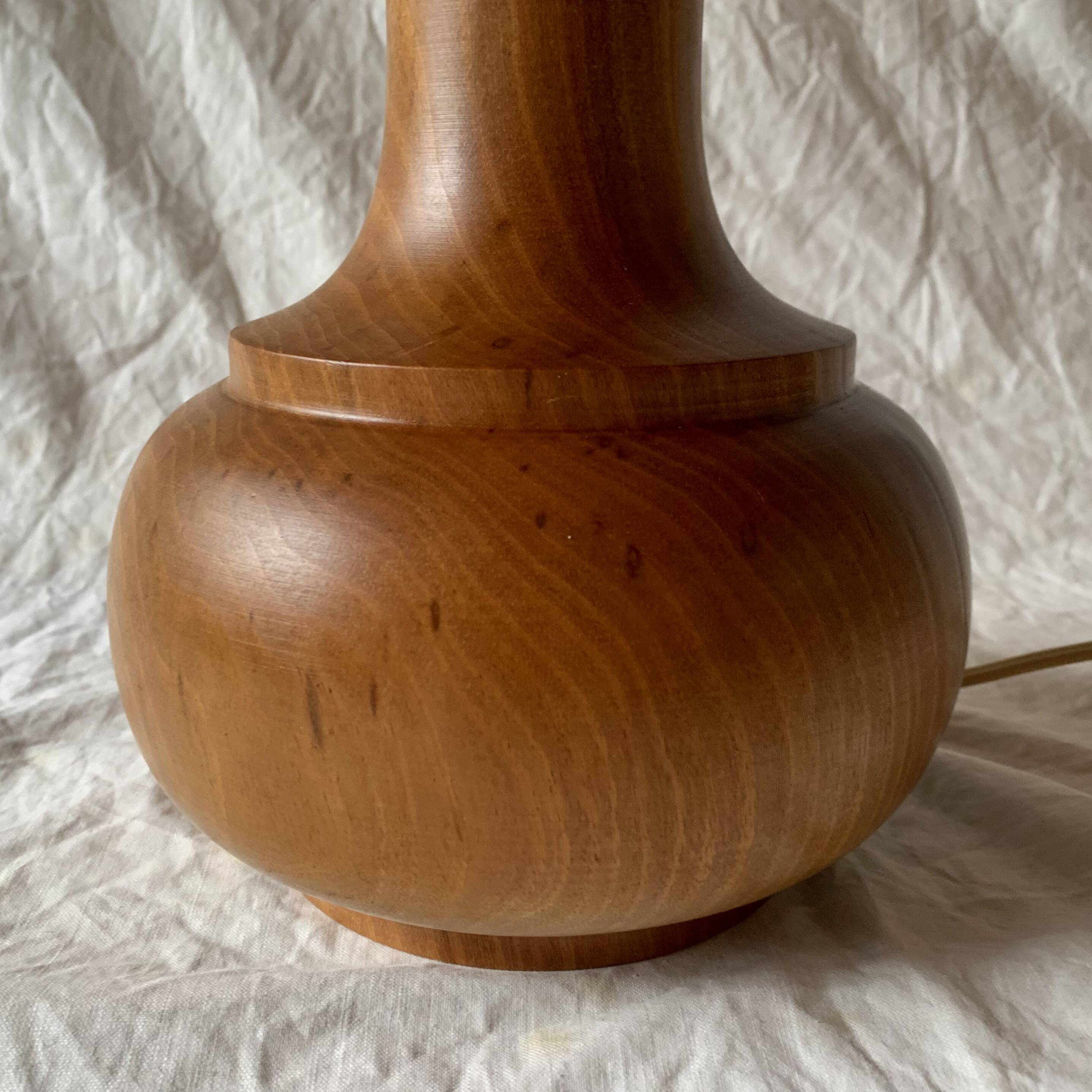 Vintage turned wood lamp base, 1970